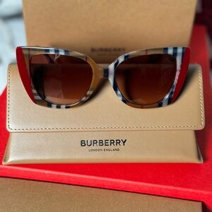 BURBERRY RED CAT EYE SUNGLASSES